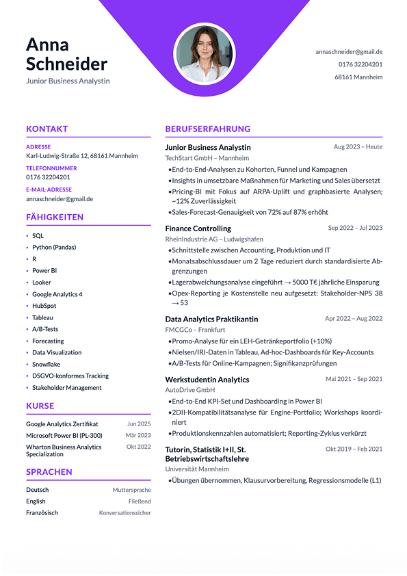 Centered resume template